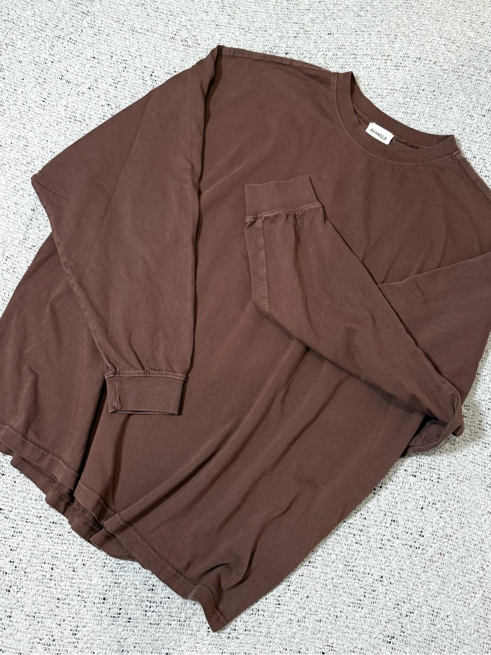 Adanola Oversized Brown Long Sleeve Crewneck Tee Size M